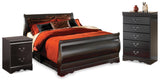 Huey Vineyard Black Full Sleigh Bed, Chest and Nightstand from Ashley Furniture - Luna Furniture