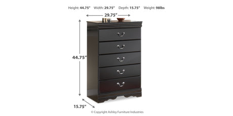 Huey Vineyard Twin Sleigh Bed with Mirrored Dresser, Chest and 2 Nightstands in Black from Ashley Furniture - Luna Furniture