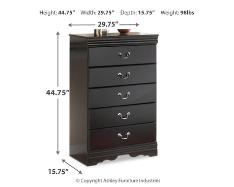 Huey Vineyard Black Queen Sleigh Bed with Mirrored Dresser and Nightstand in Black from Ashley Furniture - Luna Furniture