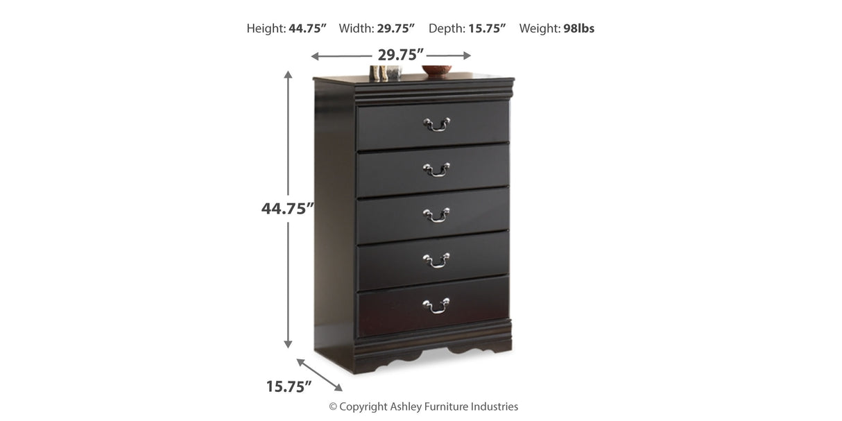 Huey Vineyard Black Full Sleigh Bed, Dresser, Mirror, Chest and Nightstand from Ashley - Luna Furniture