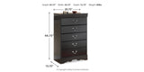 Huey Vineyard Black Full Sleigh Bed, Dresser, Mirror, Chest and Nightstand from Ashley - Luna Furniture