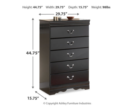 Huey Vineyard Black Queen Sleigh Bed with Mirrored Dresser and Nightstand in Black from Ashley Furniture - Luna Furniture