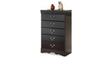 Huey Vineyard Black Full Sleigh Bed, Dresser, Mirror, Chest and Nightstand from Ashley - Luna Furniture