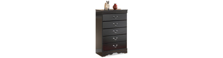 Huey Vineyard Twin Sleigh Headboard Bed with Mirrored Dresser and Chest in Black from Ashley Furniture - Luna Furniture