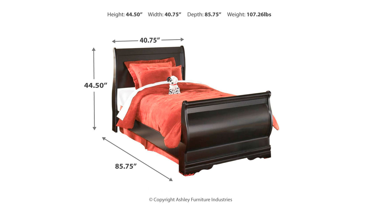 Huey Vineyard Black Twin Sleigh Bed from Ashley Furniture - Luna Furniture