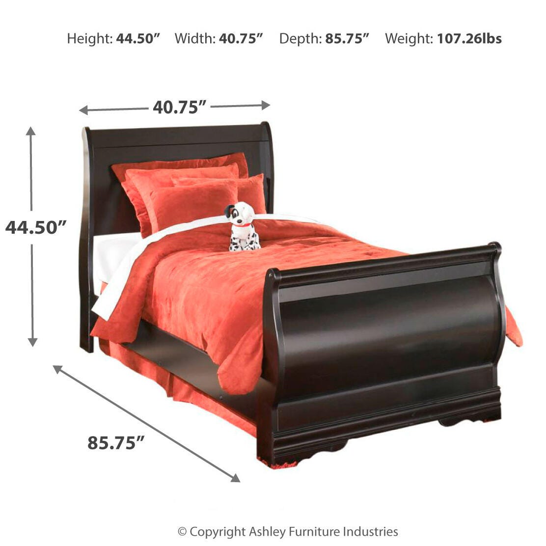 Huey Vineyard Black Twin Sleigh Bed from Ashley Furniture - Luna Furniture