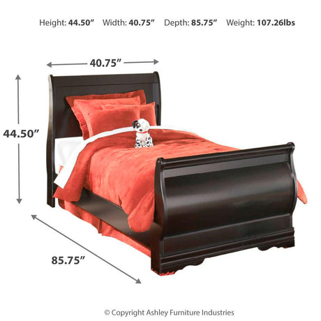 Huey Vineyard Black Twin Sleigh Bed from Ashley Furniture - Luna Furniture