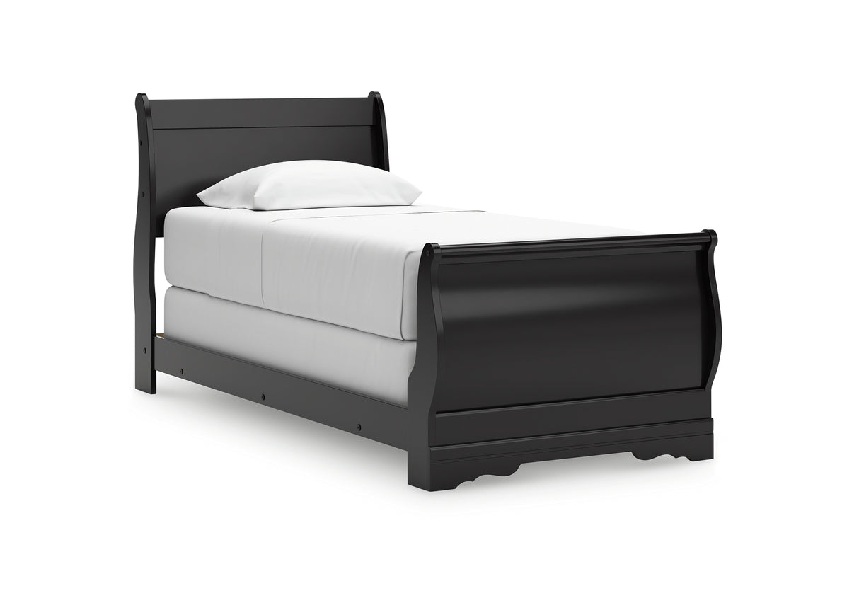 Huey Vineyard Black Twin Sleigh Bed from Ashley Furniture - Luna Furniture