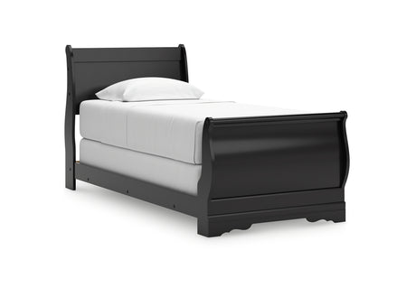 Huey Vineyard Black Twin Sleigh Bed from Ashley Furniture - Luna Furniture