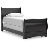 Huey Vineyard Black Twin Sleigh Bed from Ashley Furniture - Luna Furniture