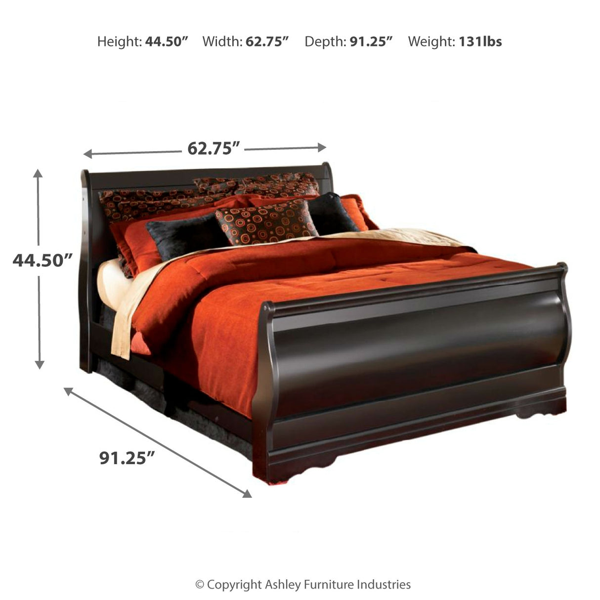 Huey Vineyard Black Queen Sleigh Bed from Ashley Furniture - Luna Furniture