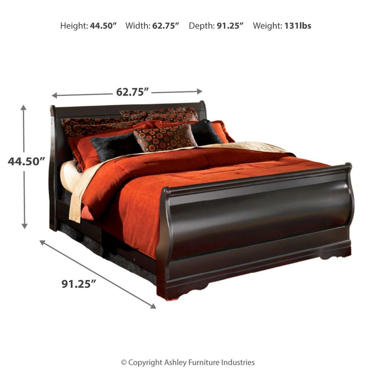 Huey Vineyard Black Queen Sleigh Bed from Ashley Furniture - Luna Furniture