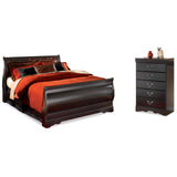 Huey Vineyard Black Queen Sleight Bed and Chest from Ashley Furniture - Luna Furniture