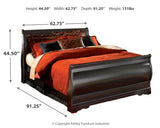 Huey Vineyard Black Queen Sleigh Bed with Dresser and Mirror from Ashley Furniture - Luna Furniture
