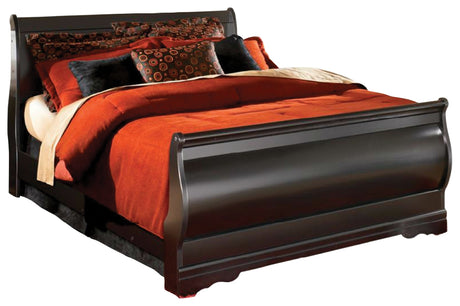 Huey Vineyard Black Full Sleigh Bed, Chest and Nightstand from Ashley Furniture - Luna Furniture