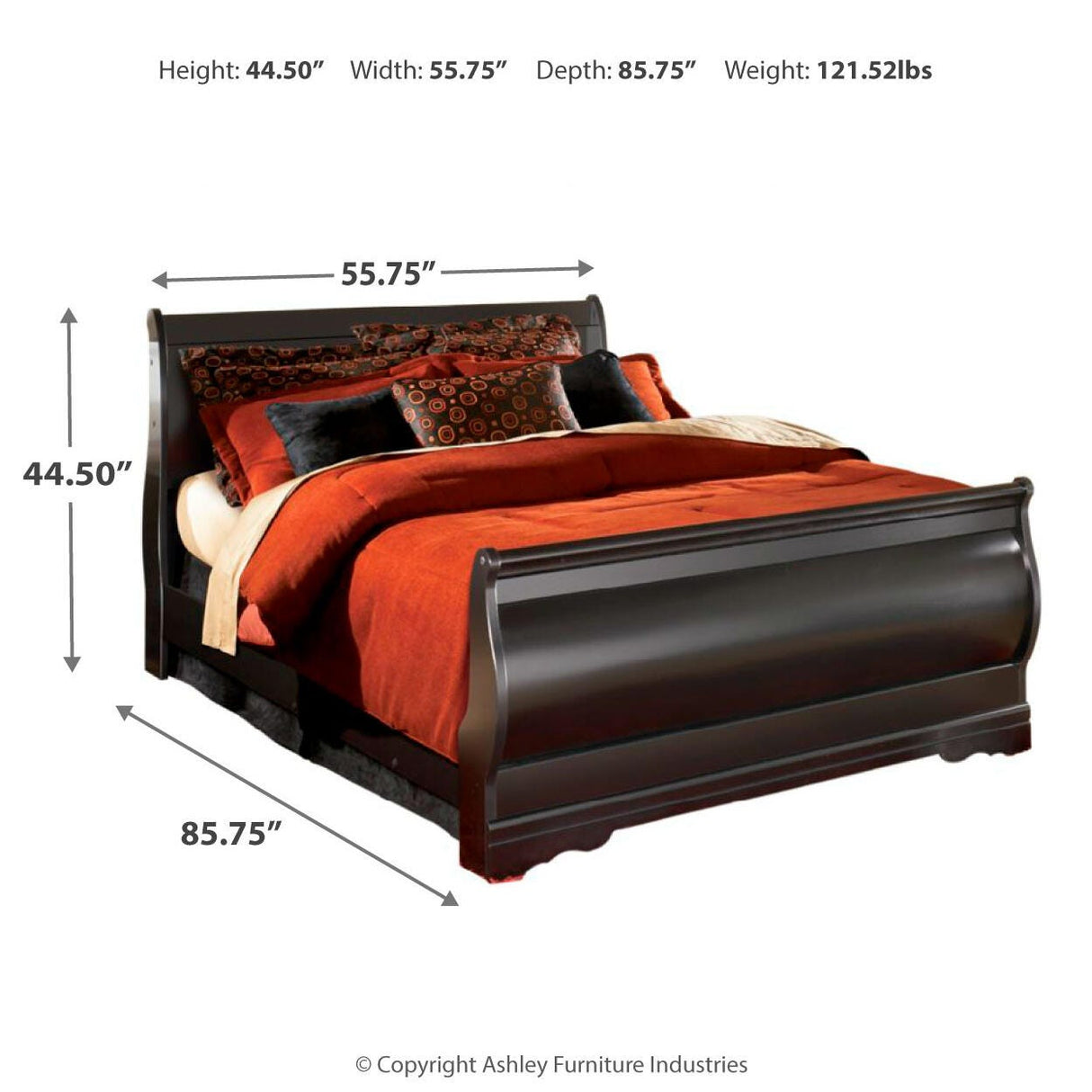 Huey Vineyard Black Full Sleigh Bed from Ashley Furniture - Luna Furniture