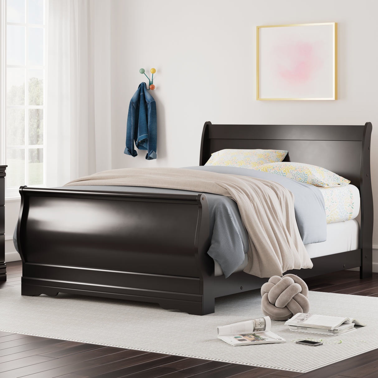 Huey Vineyard Black Full Sleigh Bed from Ashley - Luna Furniture