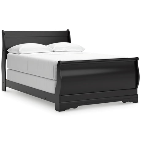 Huey Vineyard Full Sleigh Bed with Dresser in Black from Ashley Furniture - Luna Furniture