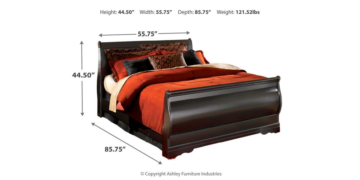 Huey Vineyard Black Full Sleigh Bed, Dresser, Mirror, Chest and Nightstand from Ashley - Luna Furniture