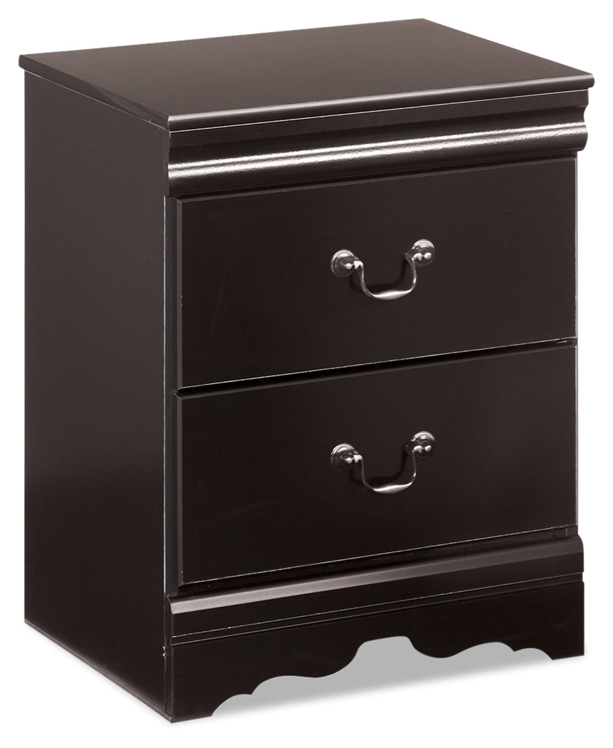 Huey Vineyard Queen Sleigh Headboard Bed with Mirrored Dresser and 2 Nightstands in Black from Ashley Furniture - Luna Furniture