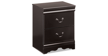 Huey Vineyard Queen Sleigh Headboard Bed with Mirrored Dresser, Chest and Nightstand in Black from Ashley Furniture - Luna Furniture