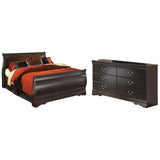 Huey Vineyard Queen Sleigh Bed with Dresser in Black from Ashley Furniture - Luna Furniture
