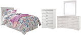 Anarasia White Twin Sleigh Headboard Bed with Mirrored Dresser and Chest from Ashley Furniture - Luna Furniture