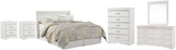 Anarasia Queen Sleigh Headboard Bed with Mirrored Dresser, Chest and 2 Nightstands in White from Ashley Furniture - Luna Furniture