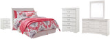 Anarasia White Full Sleigh Headboard Bed with Mirrored Dresser, Chest and Nightstand from Ashley Furniture - Luna Furniture