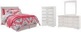 Anarasia White Full Sleigh Headboard Bed with Mirrored Dresser and Chest from Ashley Furniture - Luna Furniture