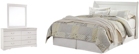 Anarasia Queen Sleigh Headboard, Dresser and Mirror in White from Ashley - Luna Furniture