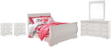 Anarasia White Full Sleigh Bed with Mirrored Dresser and 2 Nightstands from Ashley Furniture - Luna Furniture