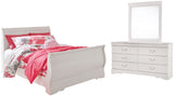 Anarasia Full Sleigh Bed with Mirrored Dresser in White from Ashley Furniture - Luna Furniture