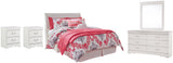Anarasia White Full Sleigh Headboard Bed with Mirrored Dresser and 2 Nightstands from Ashley Furniture - Luna Furniture