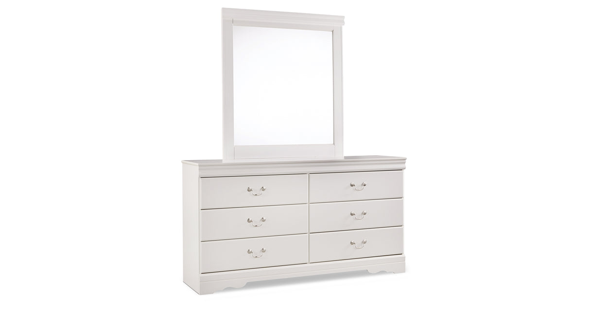 Anarasia White Full Sleigh Headboard Bed with Mirrored Dresser, Chest and Nightstand from Ashley Furniture - Luna Furniture
