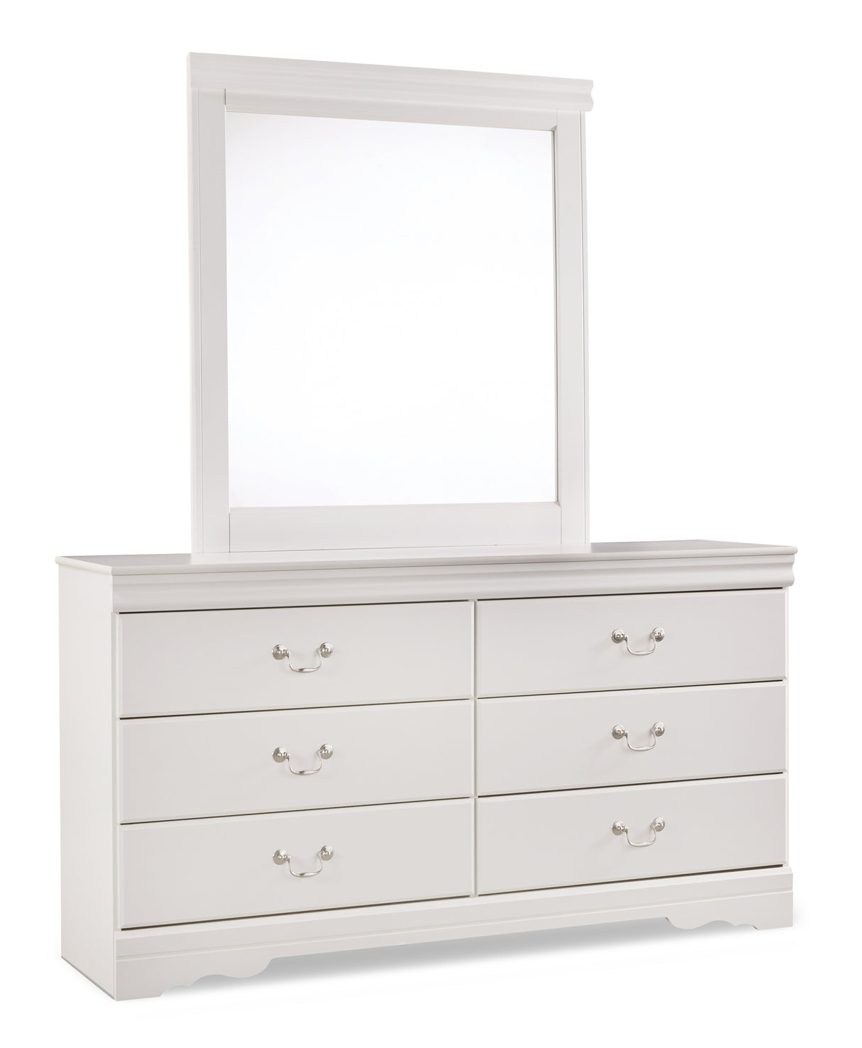 Anarasia Queen Sleigh Headboard, Dresser and Mirror in White from Ashley Furniture - Luna Furniture