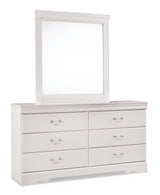 Anarasia Queen Sleigh Headboard, Dresser and Mirror in White from Ashley Furniture - Luna Furniture