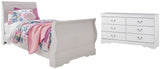 Anarasia White Twin Sleigh Bed with Dresser from Ashley Furniture - Luna Furniture