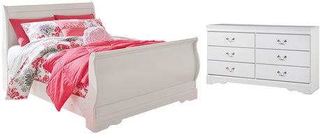 Anarasia White Full Sleigh Bed with Dresser from Ashley - Luna Furniture