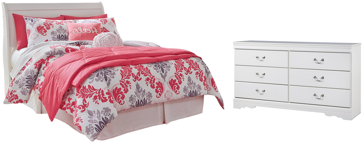 Anarasia White Full Sleigh Headboard Bed with Dresser from Ashley Furniture - Luna Furniture