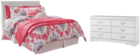 Anarasia White Full Sleigh Headboard Bed with Dresser from Ashley - Luna Furniture