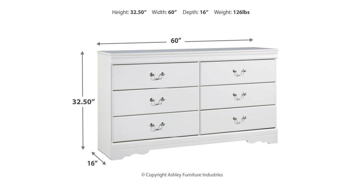 Anarasia White Queen Sleigh Headboard Bed with Dresser from Ashley Furniture - Luna Furniture