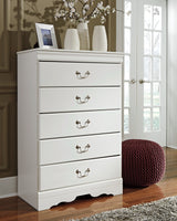 Anarasia Twin Sleigh Bed with Mirrored Dresser and Chest in White from Ashley Furniture - Luna Furniture