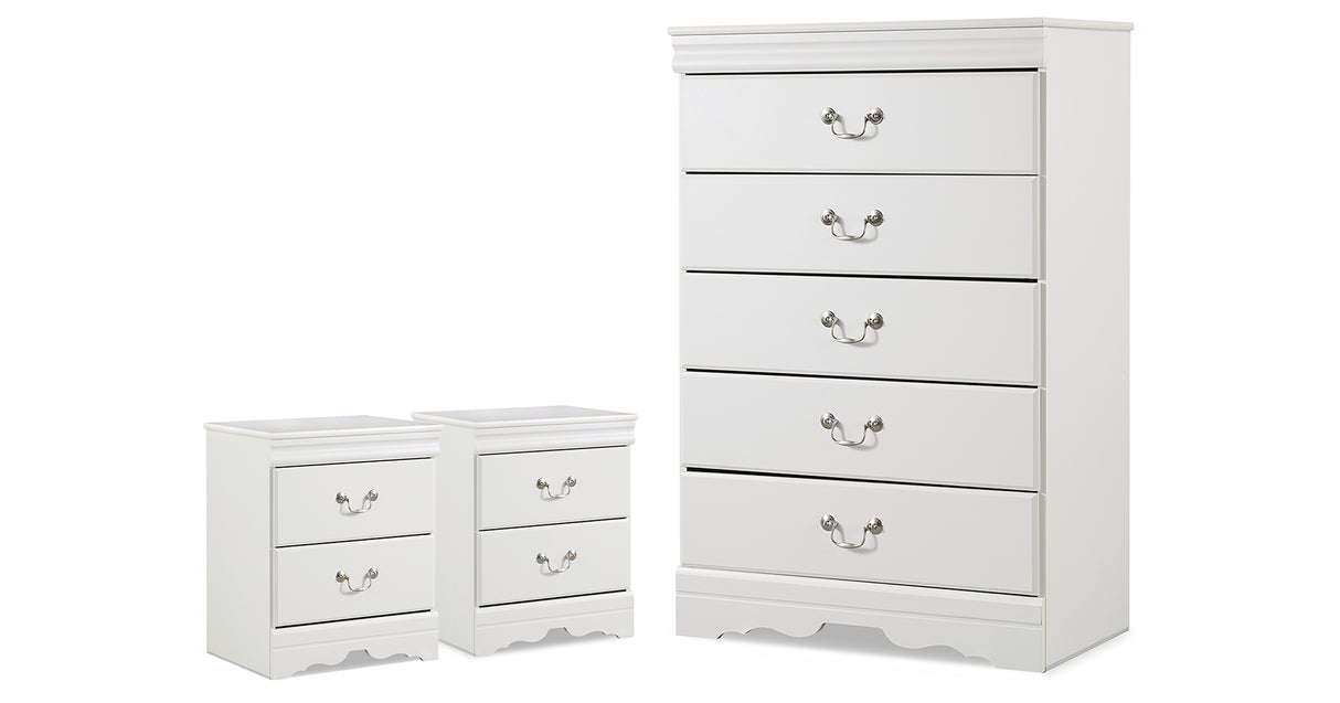 Anarasia White Chest and 2 Nightstands from Ashley Furniture - Luna Furniture