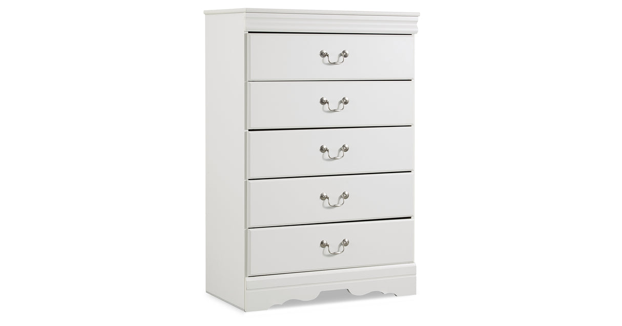 Anarasia White Twin Sleigh Bed with Mirrored Dresser, Chest and Nightstand from Ashley Furniture - Luna Furniture