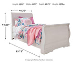 Anarasia Twin Sleigh Bed with Mirrored Dresser in White from Ashley Furniture - Luna Furniture