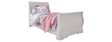 Anarasia Twin Sleigh Bed with Mirrored Dresser and Chest in White from Ashley - Luna Furniture