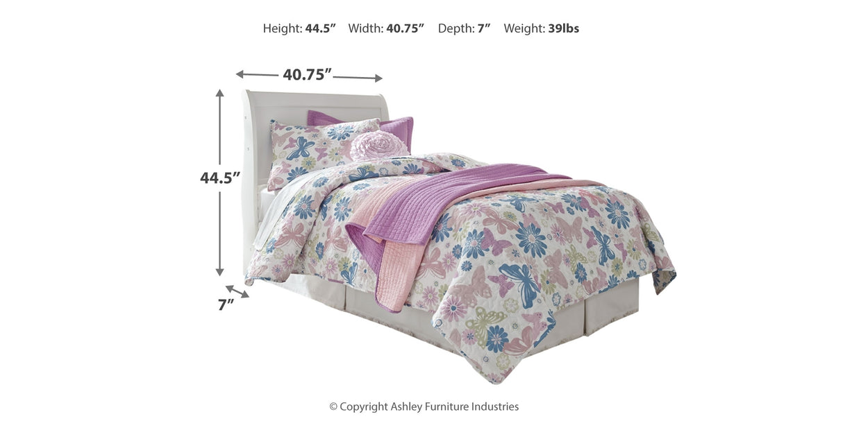 Anarasia White Twin Sleigh Headboard Bed with Mirrored Dresser and 2 Nightstands from Ashley Furniture - Luna Furniture