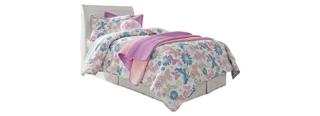 Anarasia White Twin Sleigh Headboard Bed with Mirrored Dresser and Chest from Ashley Furniture - Luna Furniture