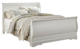 Anarasia Queen Sleigh Bed with Mirrored Dresser in White from Ashley Furniture - Luna Furniture